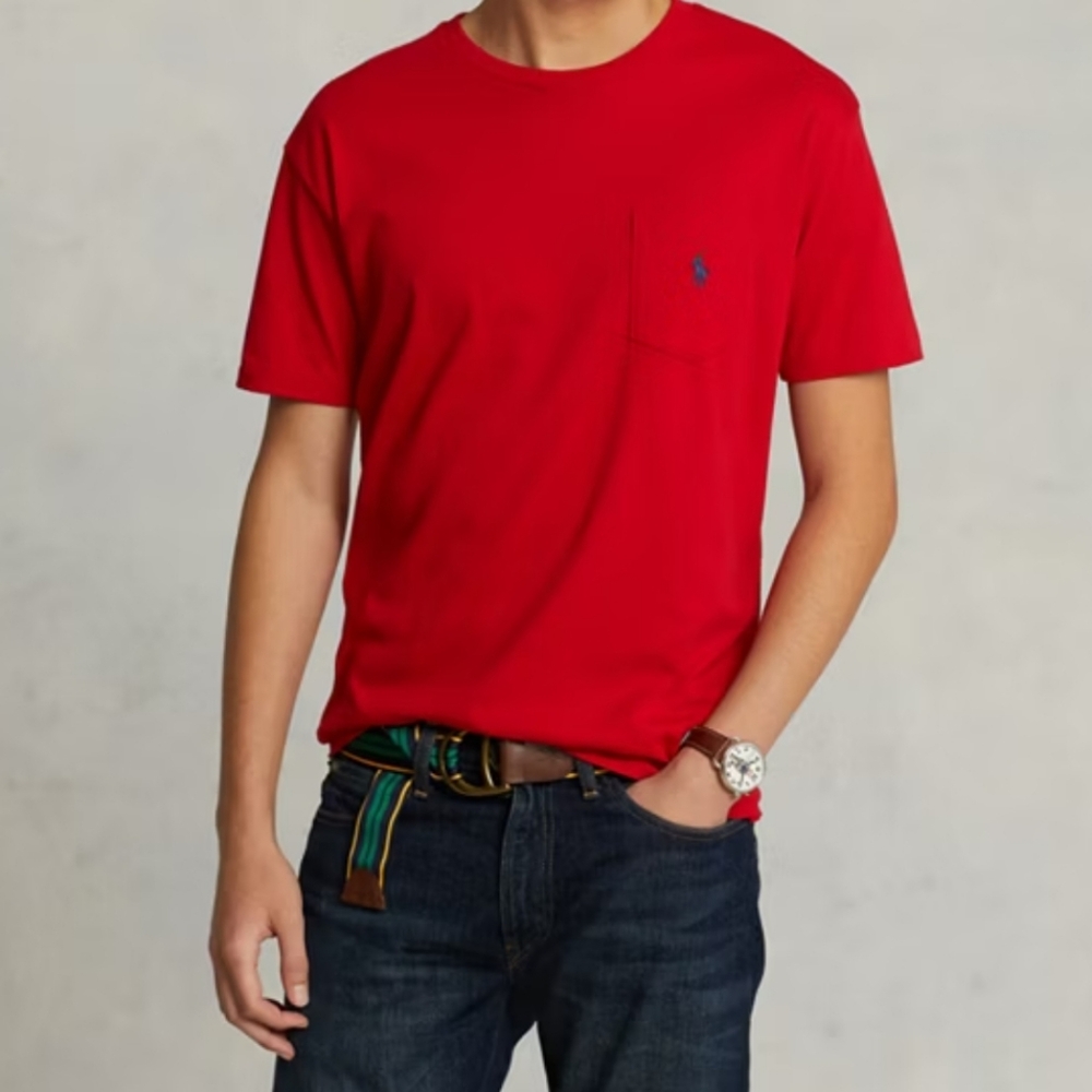 Polo by Ralph Lauren Red Short Sleeve Tee with Classic Crew Neck